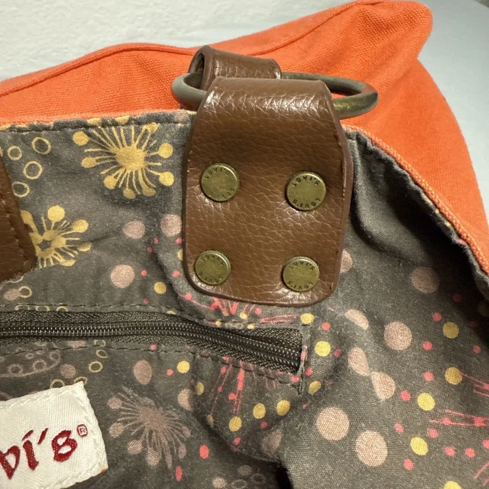 Vintage Levis Hobo Shoulder Bag Canvas‎ Purse Tote Leather Braided Straps